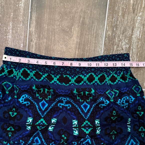 Express High Waist Women's Shorts in Blue and Green Pattern - Picture 7 of 10